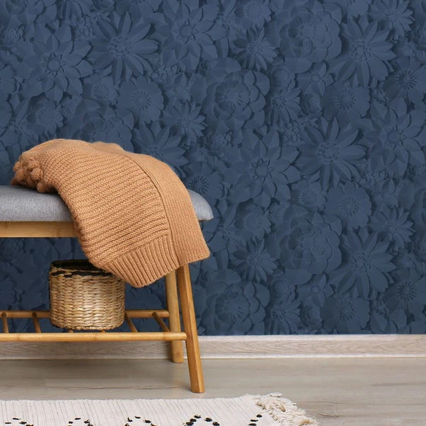 Dunelm Dimensions Floral Navy Wallpaper - Image 2