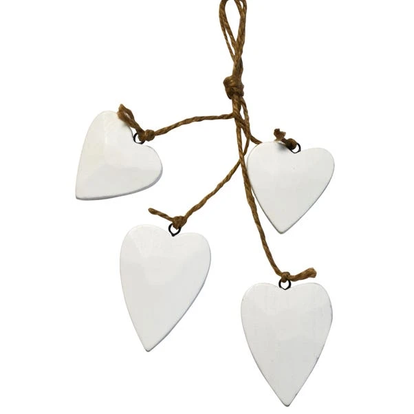 Dunelm Blue Deco Set Of Four Wooden Hanging Hearts