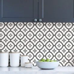 Fine Décor Wallpaper Algarve Black Self Adhesive Backsplash Tiles