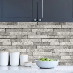 Fine Décor Wallpaper Grey Stone Self Adhesive Backsplash Tiles