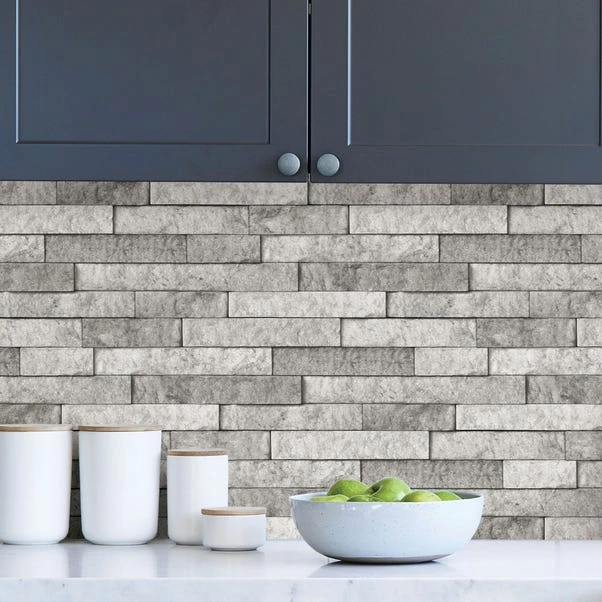 Fine Décor Wallpaper Grey Stone Self Adhesive Backsplash Tiles