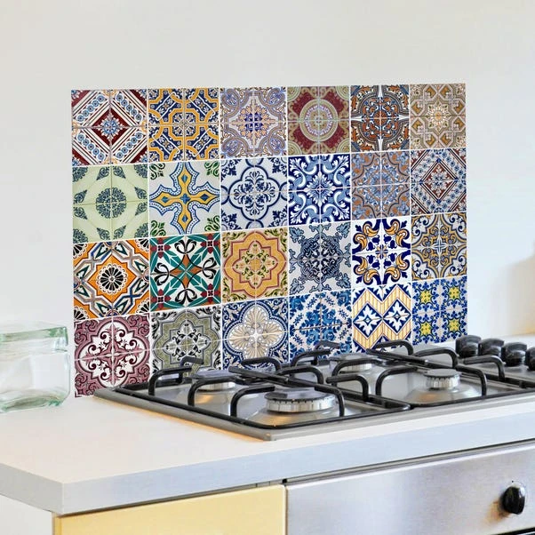 Fine Décor Wallpaper Azulejos Multicoloured Self Adhesive Kitchen Panel