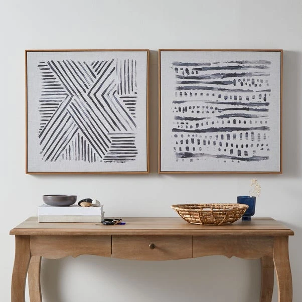 Dunelm Faux Linen Tribal Print Set