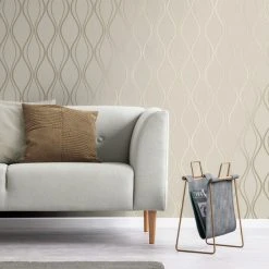 Platinum Rosco Foil Wave Gold Wallpaper