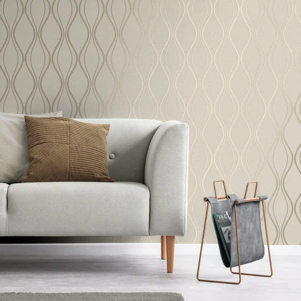 Platinum Rosco Foil Wave Gold Wallpaper