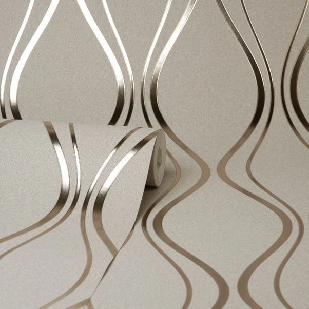 Platinum Rosco Foil Wave Gold Wallpaper - Image 3