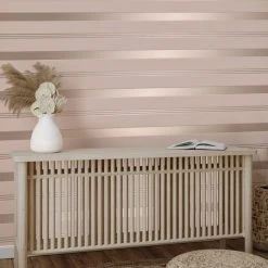 Platinum Rosco Foil Stripe Blush Wallpaper