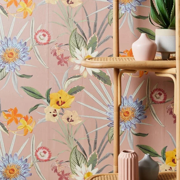 Dunelm Tropical Floral Blush Wallpaper - Image 4