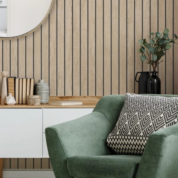 NuWallpaper Nu Wall Self Adhesive Wooden Panel Wall Natural Wallpaper 3 NuWallpaper Nu Wall Self Adhesive Wooden Panel Wall Natural Wallpaper
