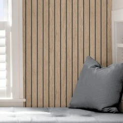 NuWallpaper Nu Wall Self Adhesive Wooden Panel Wall Natural Wallpaper 12 NuWallpaper Nu Wall Self Adhesive Wooden Panel Wall Natural Wallpaper -Dunelm Shop 30757438 alt04