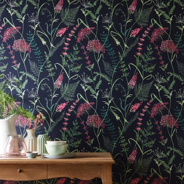 Dorma Winter Garden Navy Wallpaper - Image 4