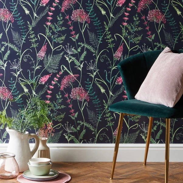Dorma Winter Garden Navy Wallpaper - Image 5