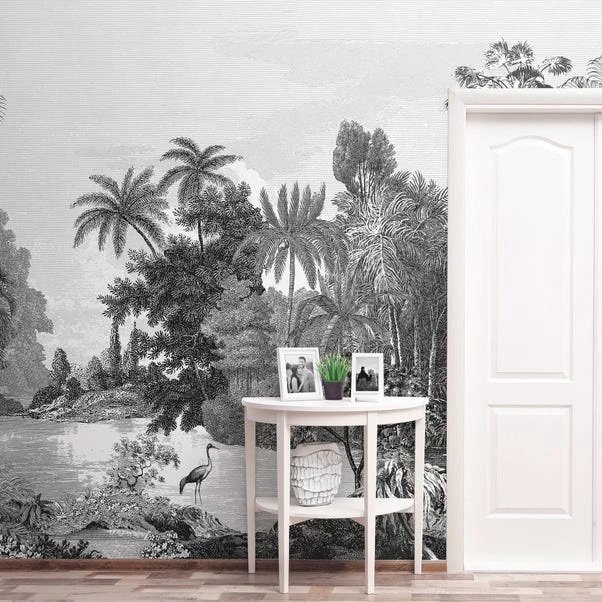 Dunelm Vintage Tropical Black And White Mural