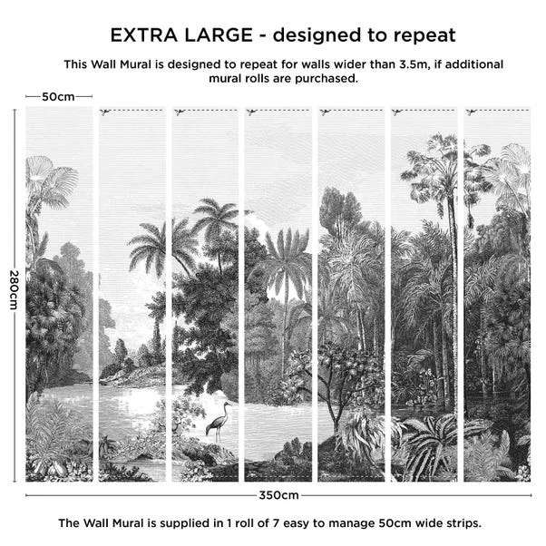 Dunelm Vintage Tropical Black And White Mural - Image 3
