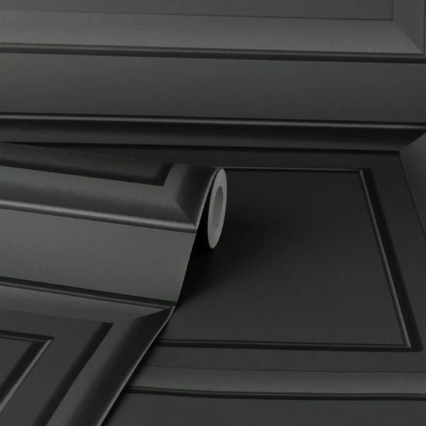 Dunelm Square Panel Black Wallpaper - Image 3