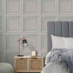 Dunelm Square Panel Grey Wallpaper