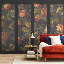Dunelm Vintage Floral Black Mural