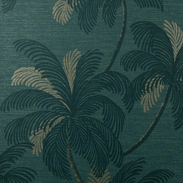Dunelm Palm Print Emerald Green Wallpaper - Image 2