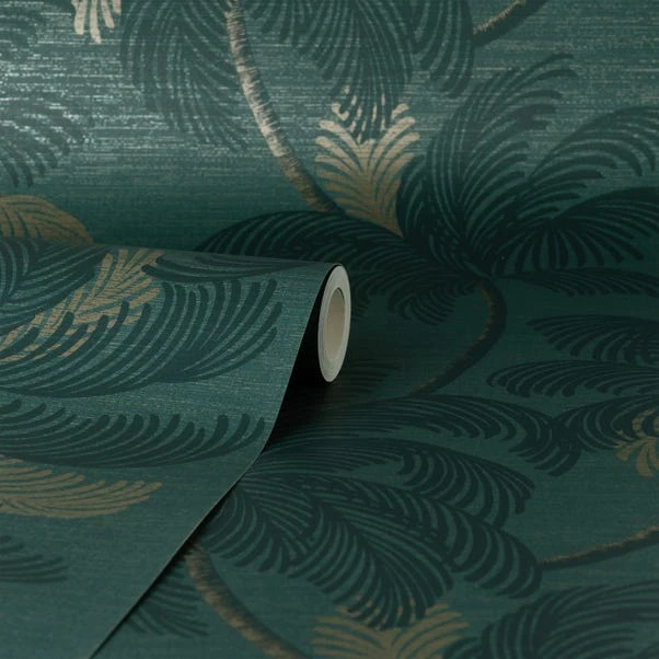 Dunelm Palm Print Emerald Green Wallpaper - Image 3