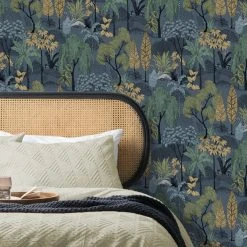 Dunelm Tropical Island Navy Wallpaper