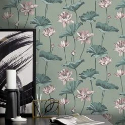 Dunelm Waterlily Lilypad Wallpaper