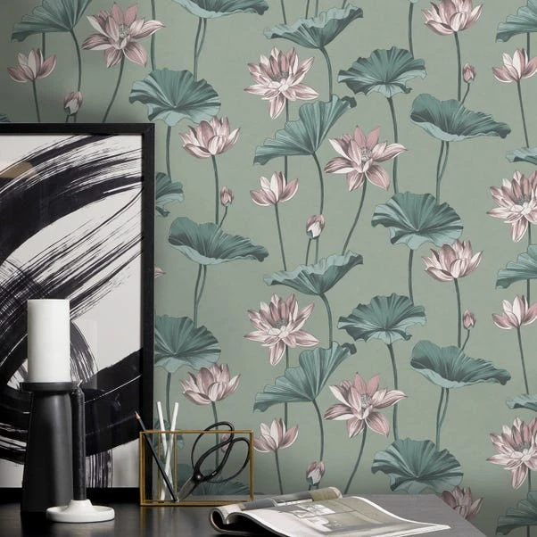 Dunelm Waterlily Lilypad Wallpaper