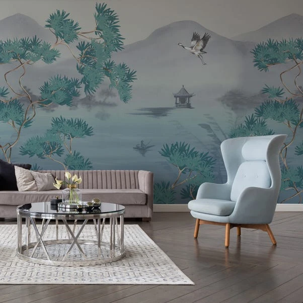 Dunelm Cranes Teal Mural