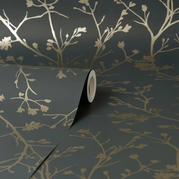 Dunelm Sprigs Raven And Gold Wallpaper - Image 2