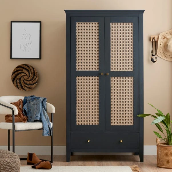 Brewster Cane Charcoal Natural Self Adhesive Wallpaper