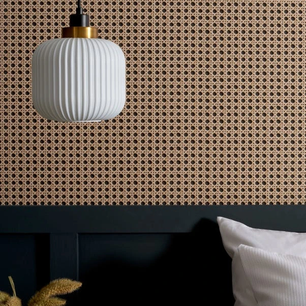 Brewster Cane Charcoal Natural Self Adhesive Wallpaper - Image 5