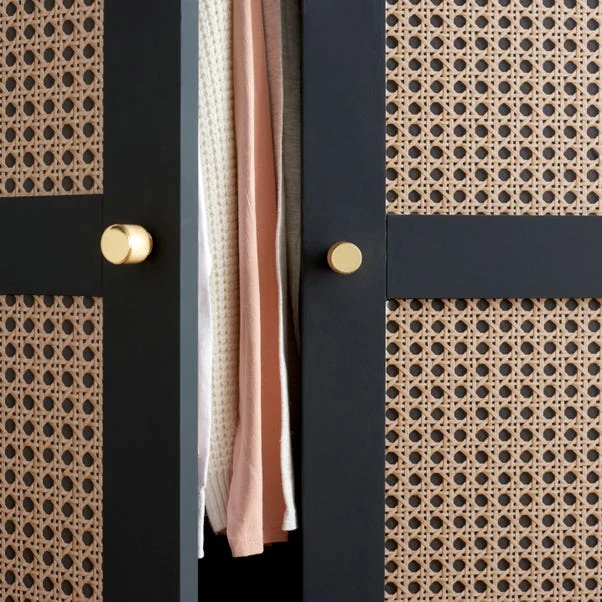 Brewster Cane Charcoal Natural Self Adhesive Wallpaper - Image 6