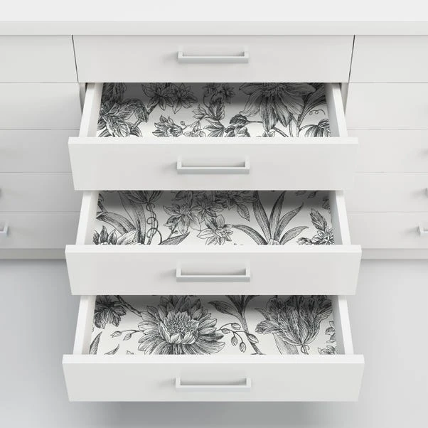 Brewster Etched Floral Mono Self Adhesive Wallpaper