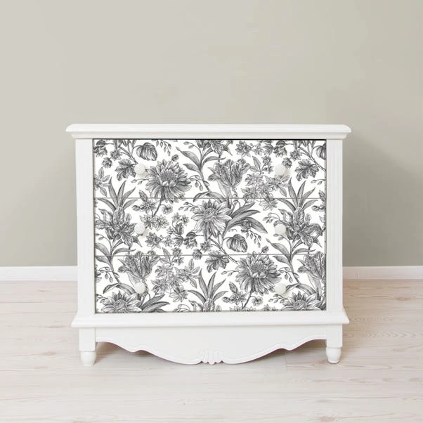 Brewster Etched Floral Mono Self Adhesive Wallpaper - Image 5