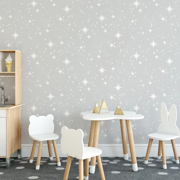 Brewster Scattered Stars Grey Self Adhesive Wallpaper - Image 6