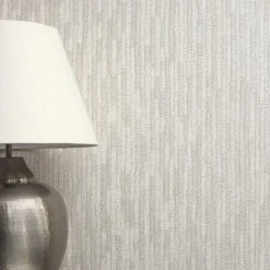 Crown Wallpaper Bergamo Leather Texture Silver And Cream Vinyl Wallpaper
