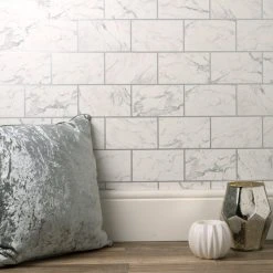 Crown Wallpaper Brick Marble Silver Wallpaper
