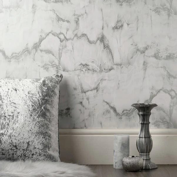 Crown Wallpaper Aura Marble Silver Wallpaper