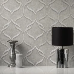 Fine Décor Wallpaper Milano Wave Grey Vinyl Wallpaper