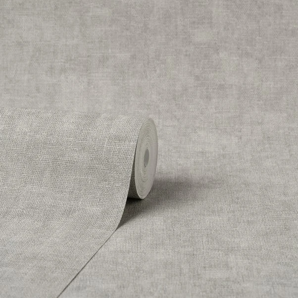 Fine Décor Wallpaper Milano Hessian Grey Vinyl Wallpaper