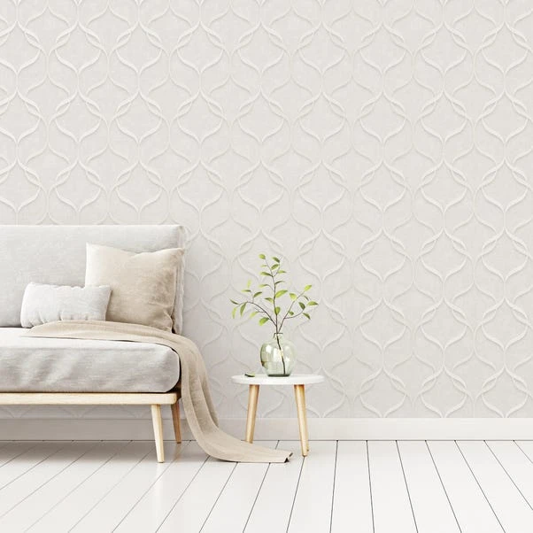 Fine Décor Wallpaper Milano Wave Off White Vinyl Wallpaper