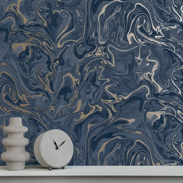 Fine Décor Wallpaper Marble Navy Wallpaper - Image 5