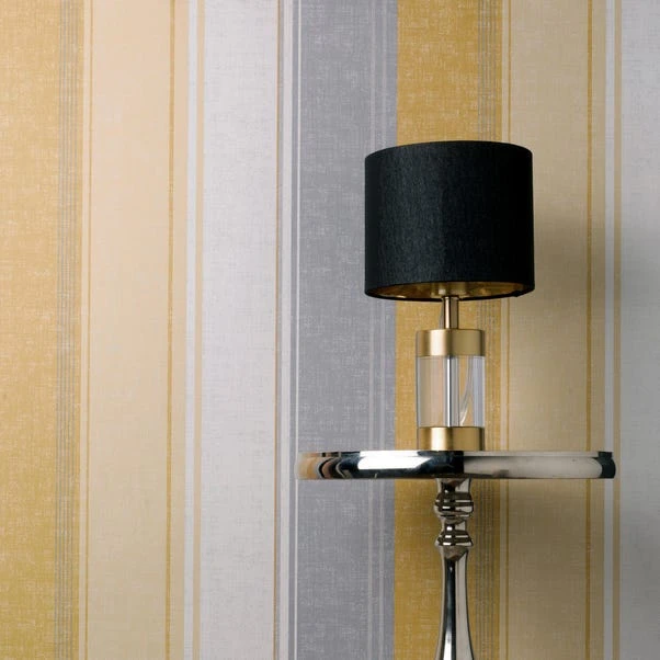 Dunelm Ellis Stripe Ochre Wallpaper