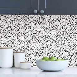 Dottie Black And White Self Adhesive Wallpaper