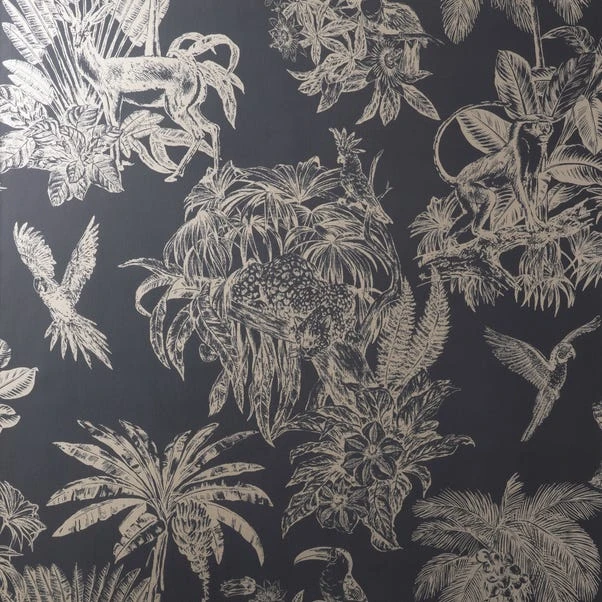 Dunelm Amazonia Gold And Charcoal Wallpaper - Image 3