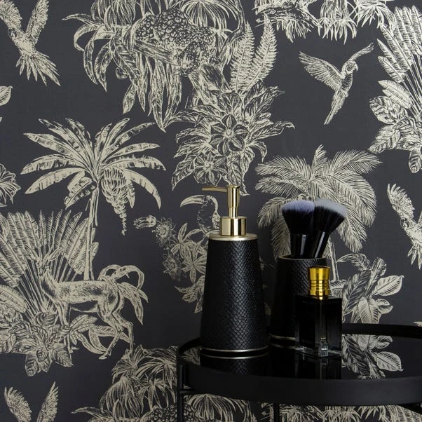 Dunelm Amazonia Gold And Charcoal Wallpaper - Image 4
