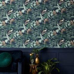 Dunelm Jungle Luxe Navy Wallpaper