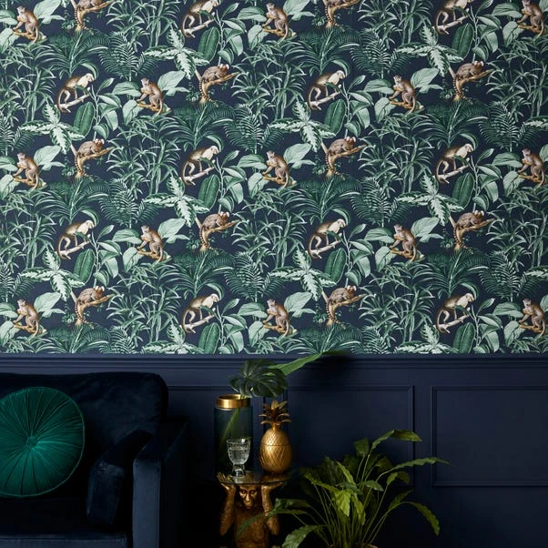 Dunelm Jungle Luxe Navy Wallpaper