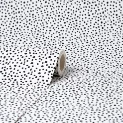 Dunelm Dottie Black And White Wallpaper
