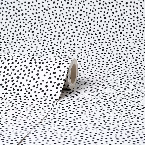 Dunelm Dottie Black And White Wallpaper