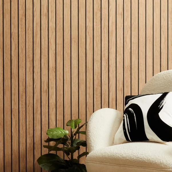 Dunelm Wooden Panel Natural Wallpaper - Image 4
